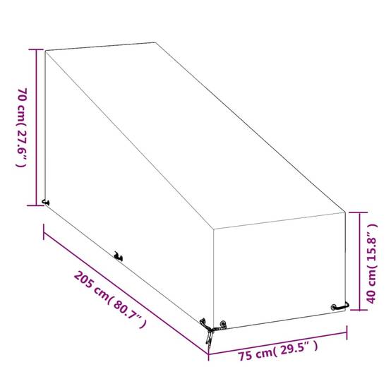 2 pcs Housses pour chaise longue - Housses de protection 12 œillets 205x75x40/70 cm PE - Image 9