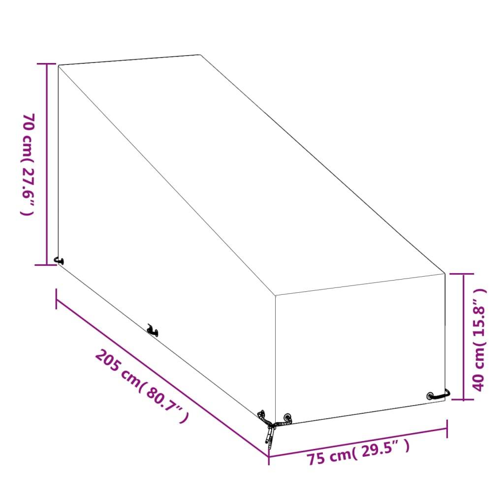 2 pcs Housses pour chaise longue - Housses de protection 12 œillets 205x75x40/70 cm PE - Image 9