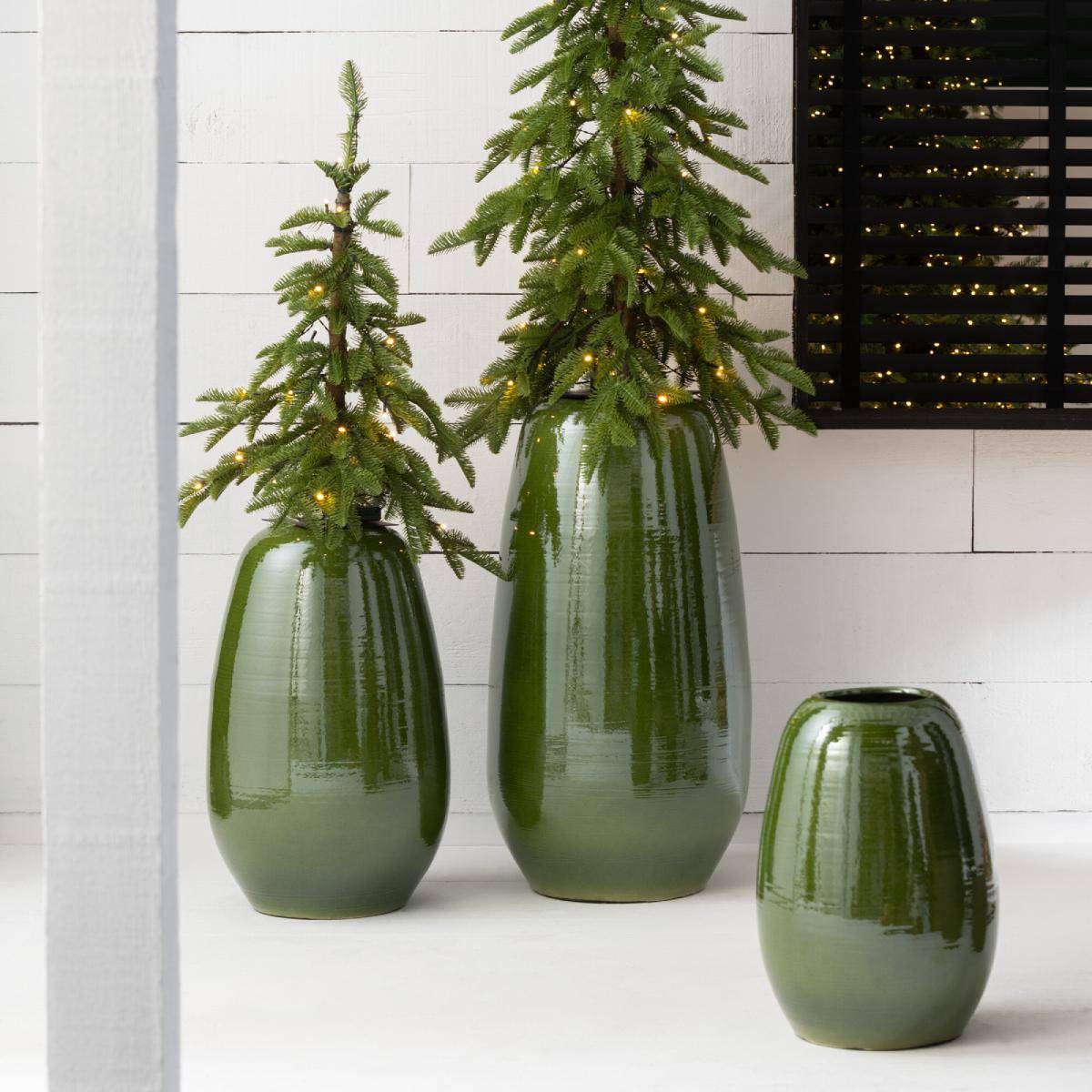 J-Line - Vase Design en Porcelaine "Lola" 30cm Vert - Image 3