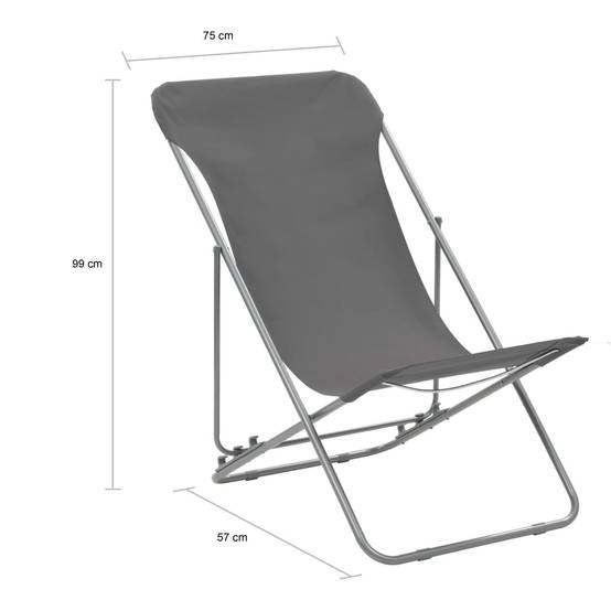Lot de 2 Chaise de jardin | Chaises de plage pliables Acier et tissu oxford Gris - Image 10