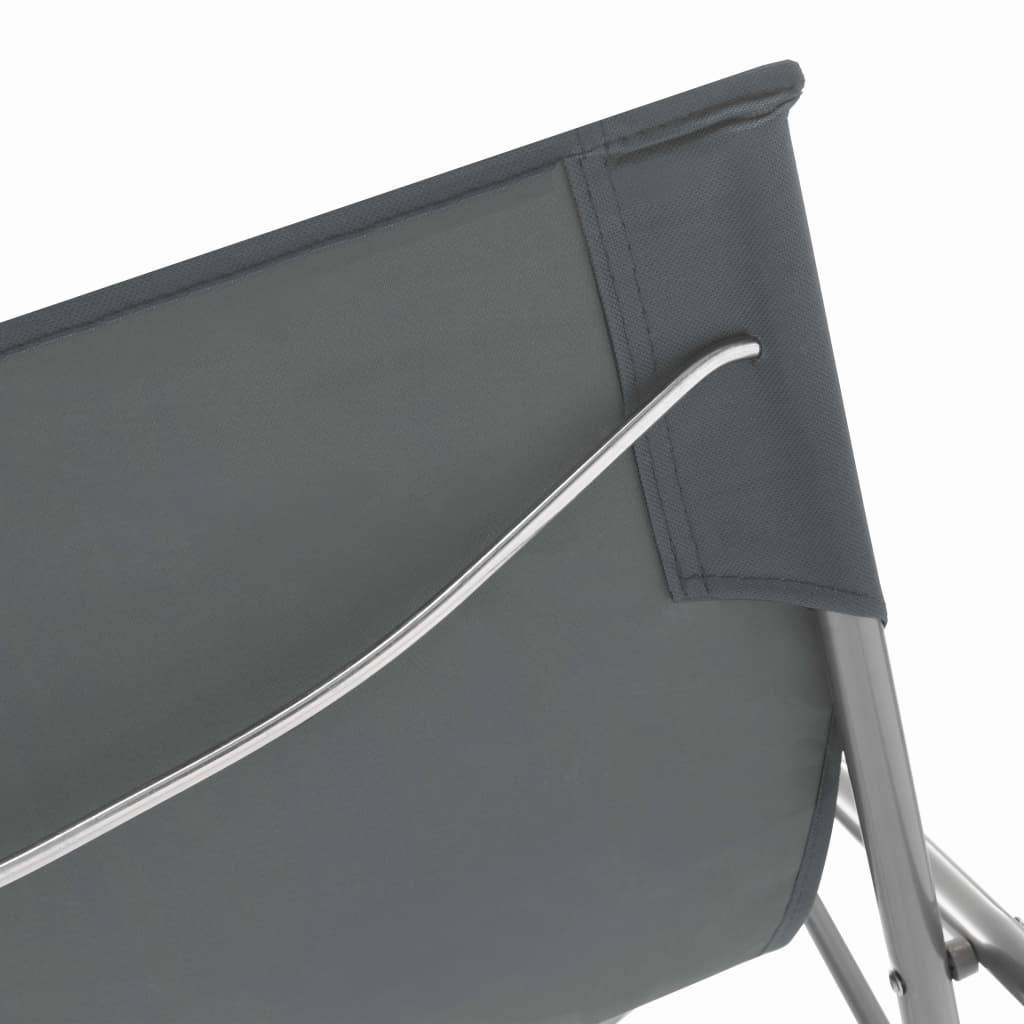 Lot de 2 Chaise de jardin | Chaises de plage pliables Acier et tissu oxford Gris - Image 7