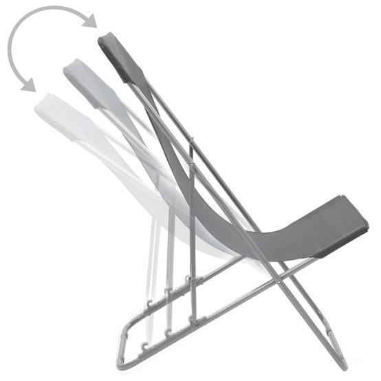 Lot de 2 Chaise de jardin | Chaises de plage pliables Acier et tissu oxford Gris - Image 5