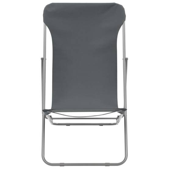 Lot de 2 Chaise de jardin | Chaises de plage pliables Acier et tissu oxford Gris - Image 3