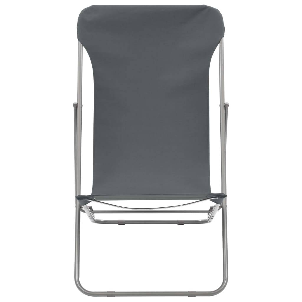 Lot de 2 Chaise de jardin | Chaises de plage pliables Acier et tissu oxford Gris - Image 3