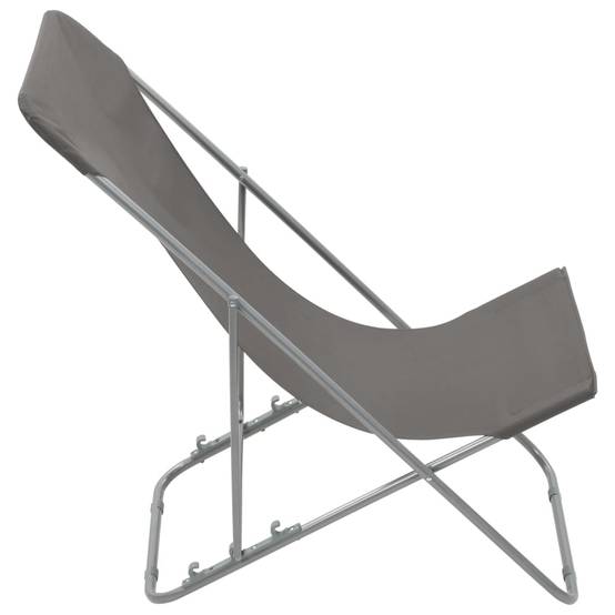 Lot de 2 Chaise de jardin | Chaises de plage pliables Acier et tissu oxford Gris - Image 4