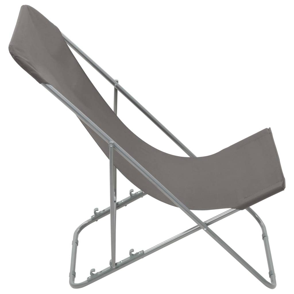 Lot de 2 Chaise de jardin | Chaises de plage pliables Acier et tissu oxford Gris - Image 4