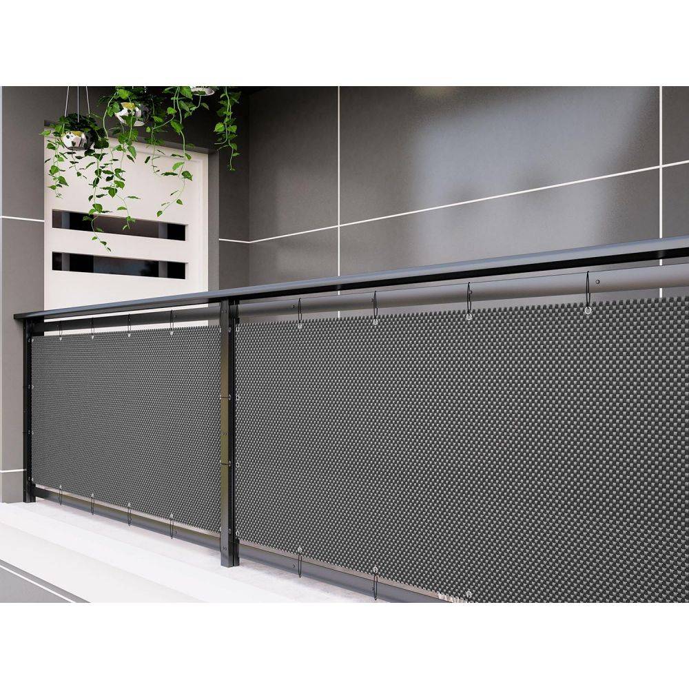 Rattan Art - Brise-vue en résine tressée avec oeillets métalliques coloris anthracite 0.9 x 3 m - Imagen 4