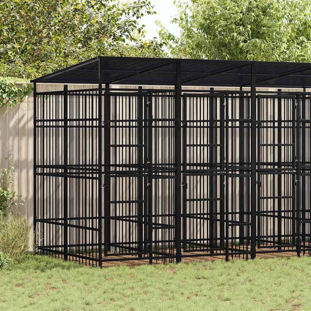 Vidaxl - Chenil d'extérieur avec toit pour chiens Acier 9,22 m² vidaXL 3097950 - Imagen 1