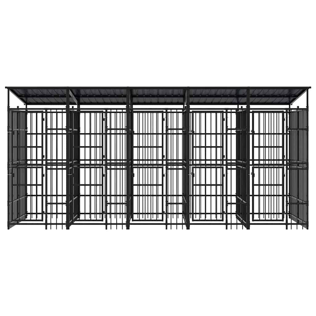 Vidaxl - Chenil d'extérieur avec toit pour chiens Acier 9,22 m² vidaXL 3097950 - Imagen 4