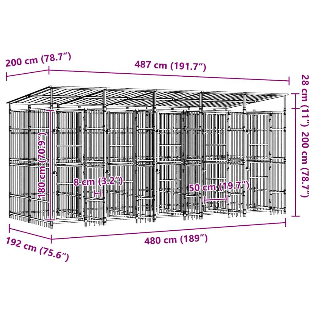 Vidaxl - Chenil d'extérieur avec toit pour chiens Acier 9,22 m² vidaXL 3097950 - Imagen 2