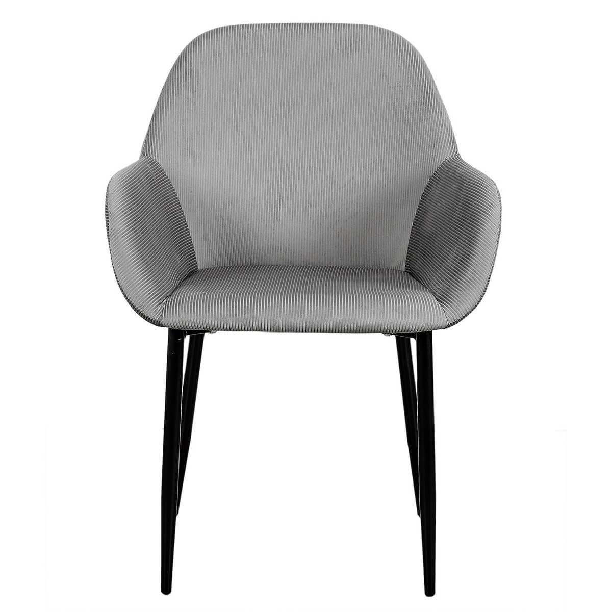ALTOBUY - Lot de 4 Fauteuils Velours Côtelé Gris - ALESSIA - Image 4