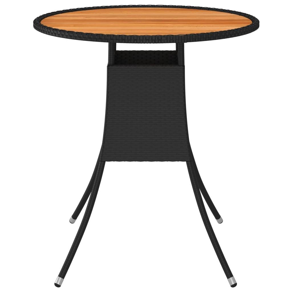 Maison Chic - Table à dîner de jardin - Table d'extérieur - Table de jardin Noir Ø 70 cm Résine tressée et acacia - Image 1