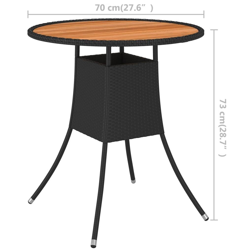 Maison Chic - Table à dîner de jardin - Table d'extérieur - Table de jardin Noir Ø 70 cm Résine tressée et acacia - Image 5