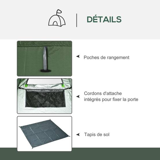 Tente de douche polyester vert 126 x 124 x 198 cm - PANGIVO - Image 8