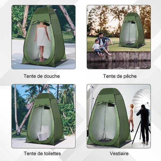 Tente de douche polyester vert 126 x 124 x 198 cm - PANGIVO - Image 9
