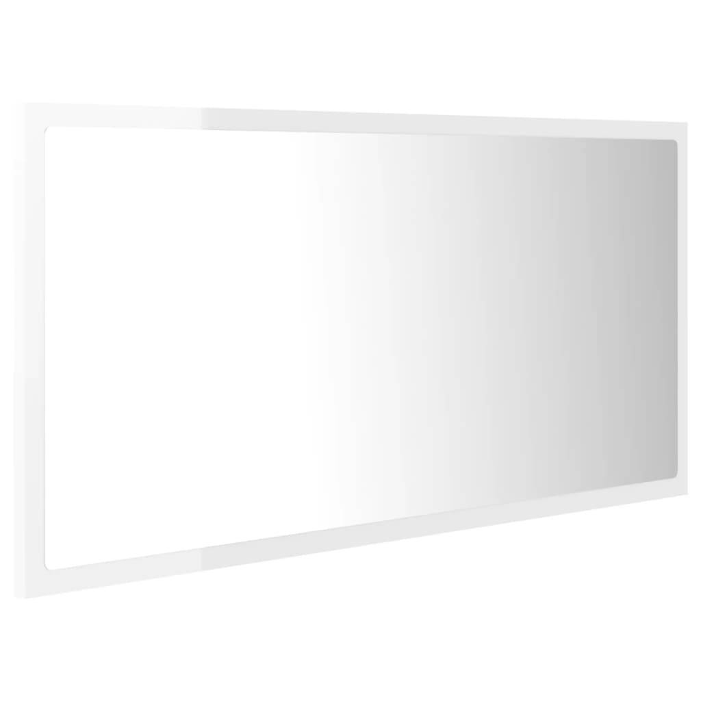 Helloshop26 - Miroir à led de bain 90 x 8,5 x 37 cm acrylique blanc brillant - Imagen 1