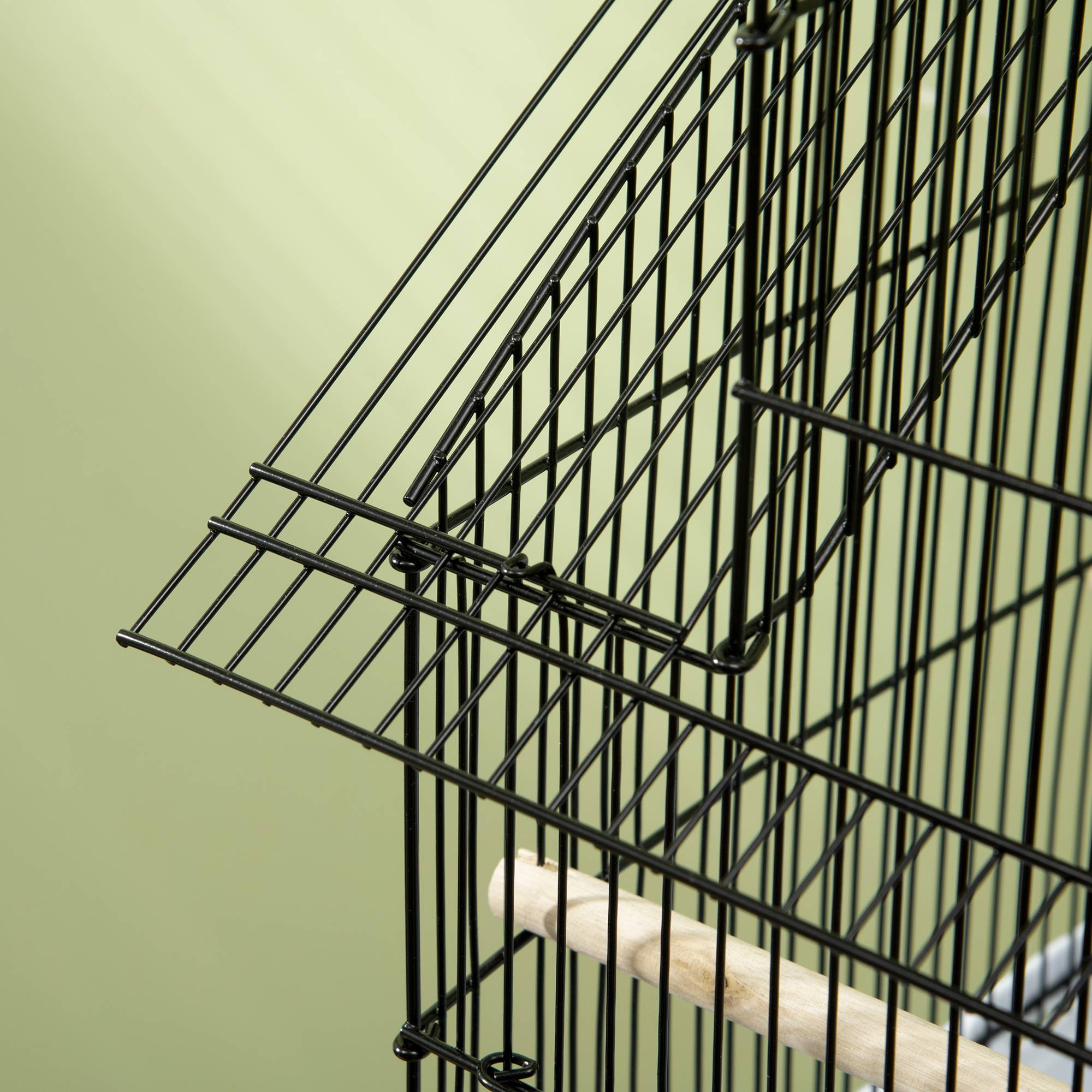 Cage à oiseaux en acier avec plateau extractible et 2 mangeoires, pour pinsons et perruches, 50,5x41x63 cm, blanc - Image 10