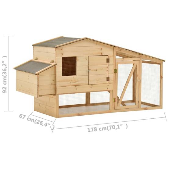 Vidaxl - Poulailler Bois de pin massif 178x67x92 cm vidaXL 170915 - Image 3
