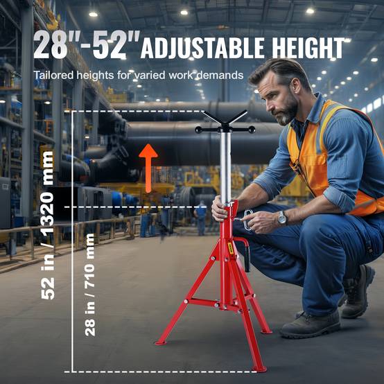 Vevor - VEVOR Support tuyau tête en V, charge 4500 lbs. Hauteur réglable 132cm. Pour filetage et soutien tuyauterie. - Image 3