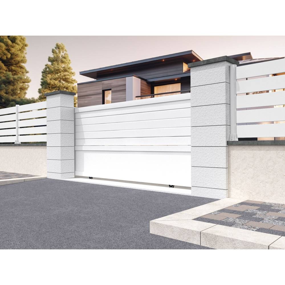 Portail coulissant mixte RUUMI 4000x1863.6mm (Blanc) - Alia Productions