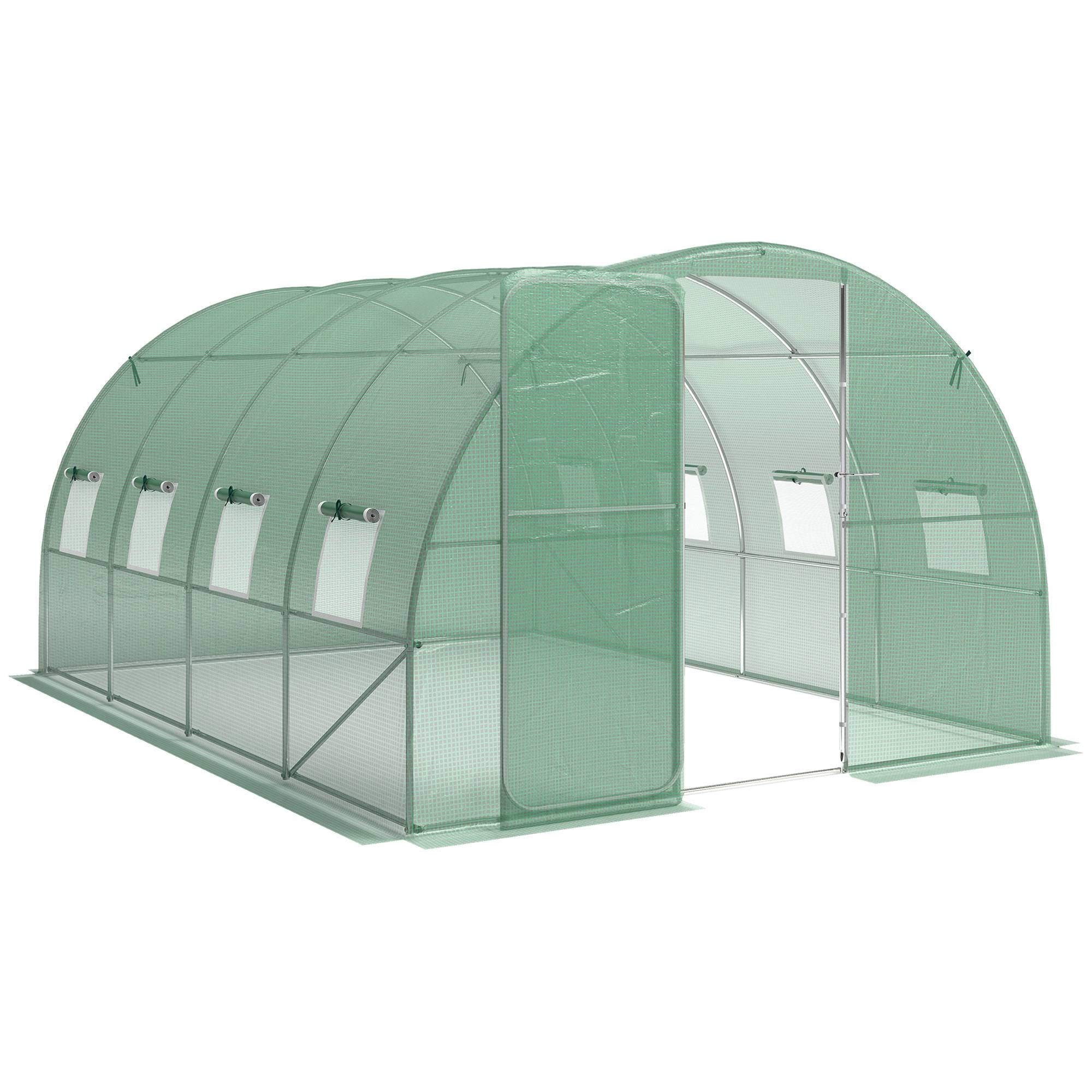 Outsunny - Serre tunnel de jardin - 12m², 295x400x200cm - porte et 8 fenêtres - bâche PE haute densité 140 g/m² - pour extérieur - vert - Outsunny - Image 1