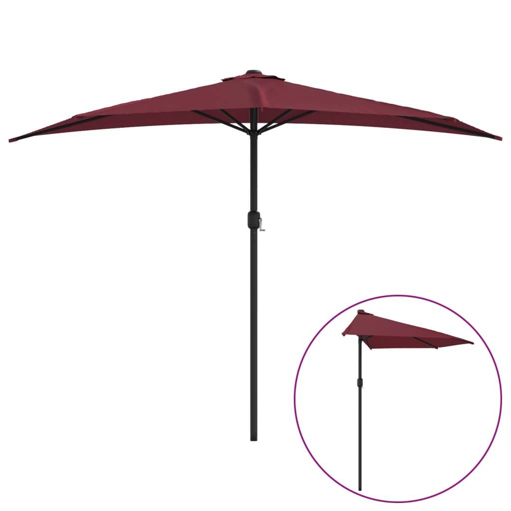 Vidaxl - Parasol de balcon mât en aluminium Bordeaux 300x155x223 cm Demi vidaXL 312502 - Imagen 2
