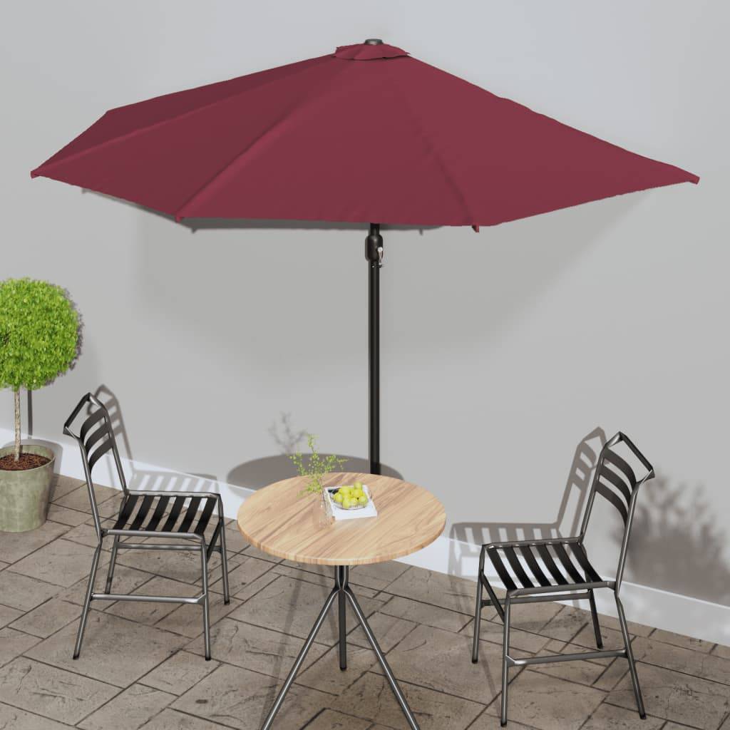 Vidaxl - Parasol de balcon mât en aluminium Bordeaux 300x155x223 cm Demi vidaXL 312502 - Imagen 1