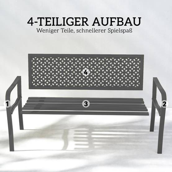 Banc de jardin 2 places en métal résistant à la rouille, dossier géométrique, capacité 240 kg, meuble extérieur - Image 7