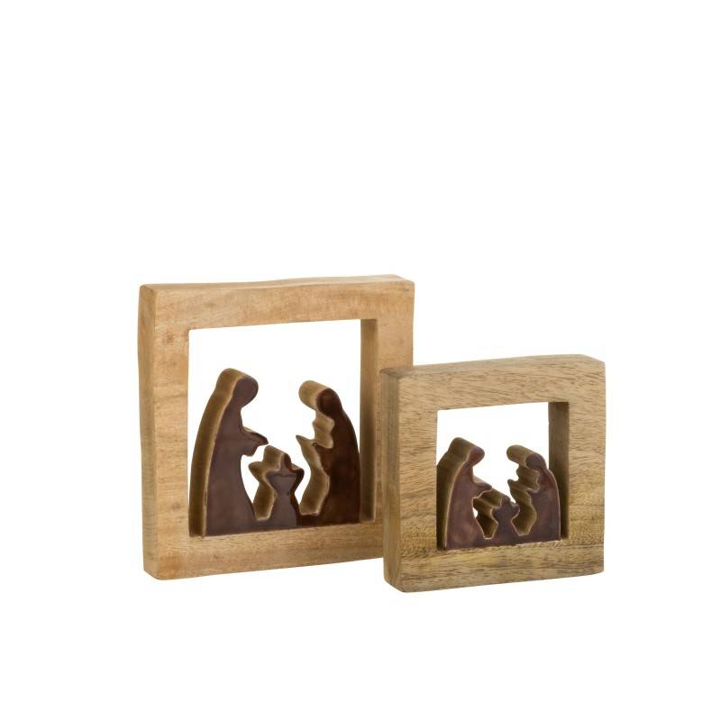 Crèche en bois marron 15.5x15.5x3.5 cm - J-Line - Image 2
