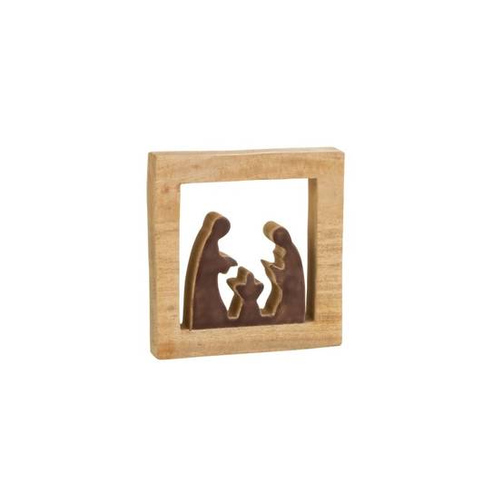 Crèche en bois marron 15.5x15.5x3.5 cm - J-Line - Image 1