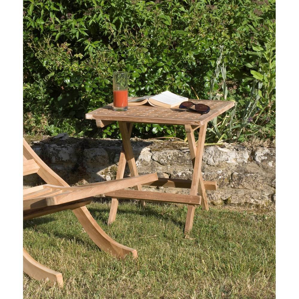 Macabane - FUN - Table pique nique de jardin carrée 50x50cm en bois Teck - Imagen 3