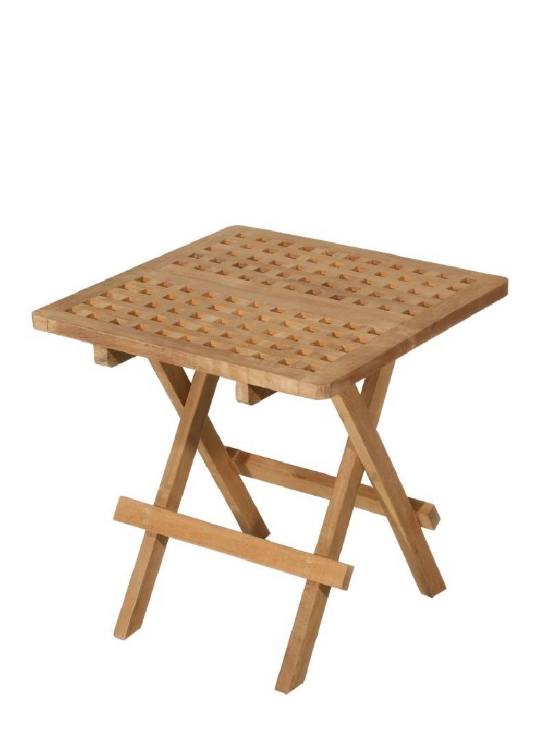 Macabane - FUN - Table pique nique de jardin carrée 50x50cm en bois Teck - Imagen 1