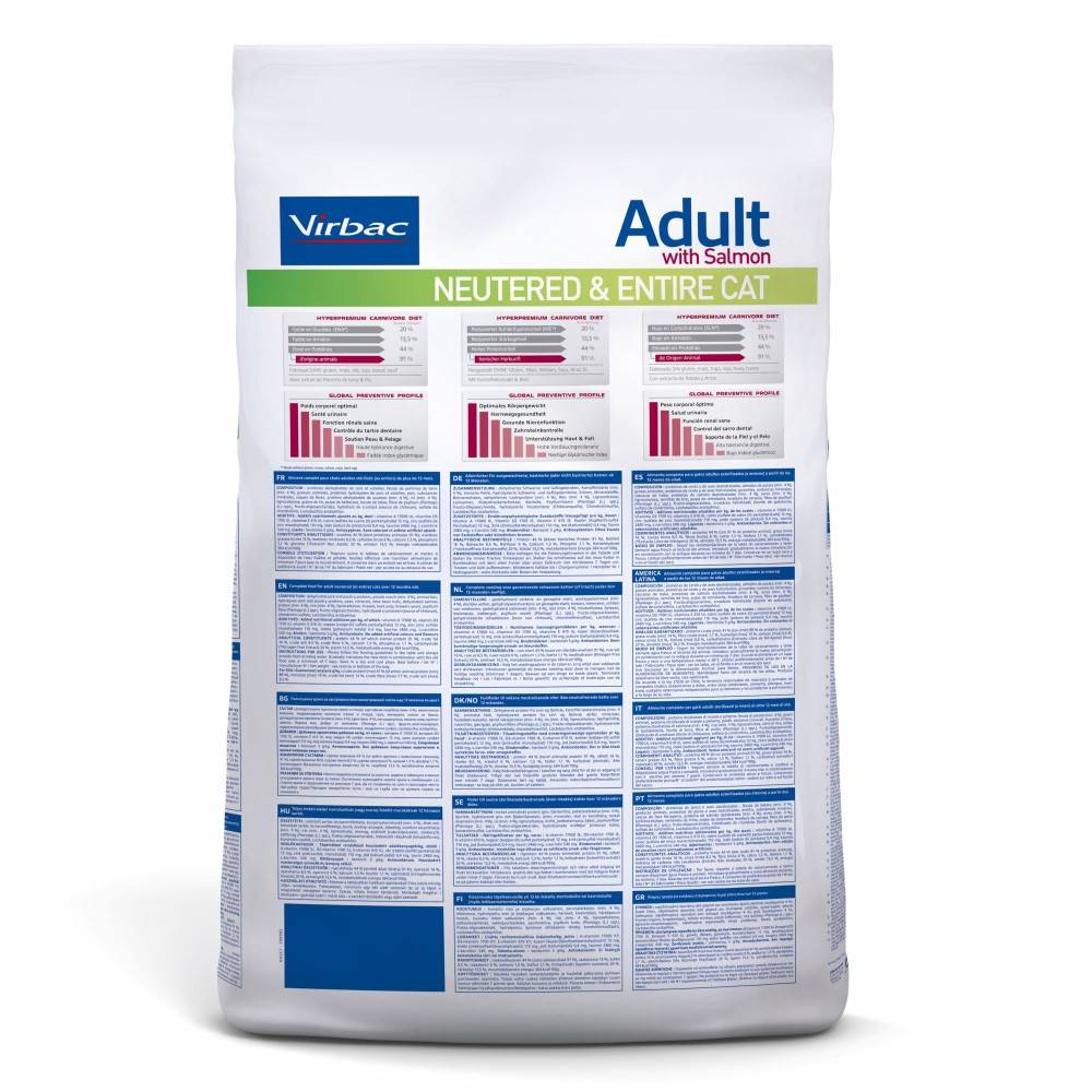 CROQUETTES CHAT VETERINARY HPM CAT ADULT NEUTERED & ENTIRE SAUMON - VIRBAC 3 kg - Image 3