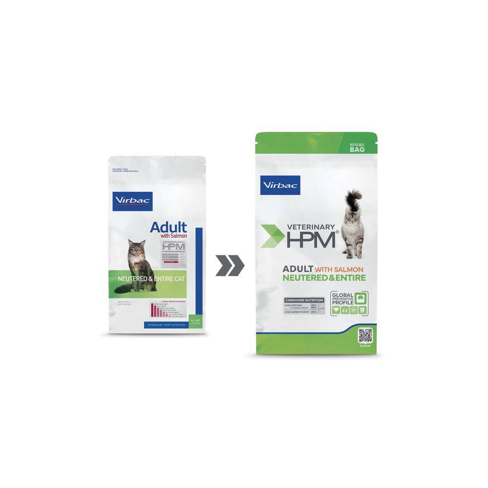 CROQUETTES CHAT VETERINARY HPM CAT ADULT NEUTERED & ENTIRE SAUMON - VIRBAC 3 kg - Image 5