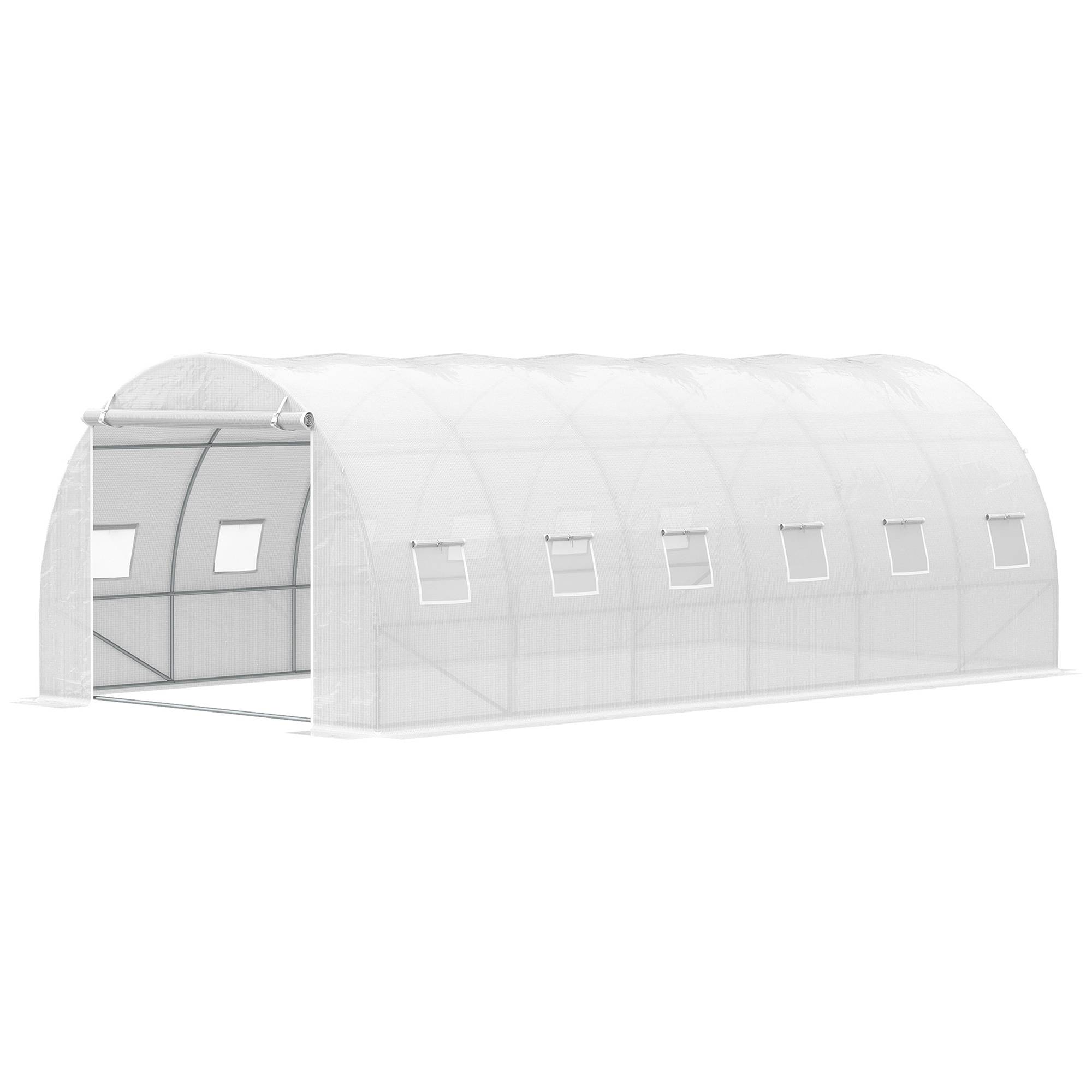 Serre de jardin tunnel 18m² en métal galvanisé et bâche PE 12 fenêtres 6x3x2 m Blanc - ComfortXL Outdoor Living - Image 2