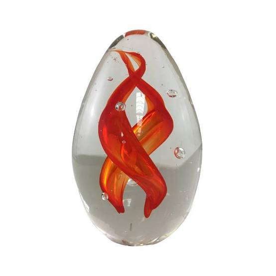 Presse papier sulfure "Flammes" en verre rouge 10 x 6 cm Chemin de campagne - Imagen 1