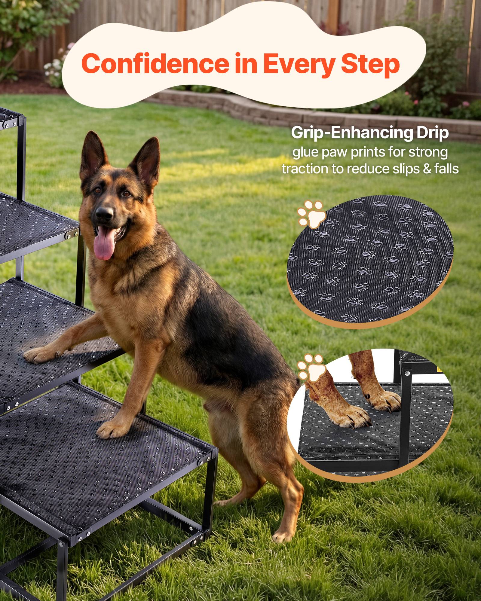Vevor - VEVOR Escalier pour Chien Voiture 4 Marches pour Chien Pliables Charge 113,4 kg - Image 4