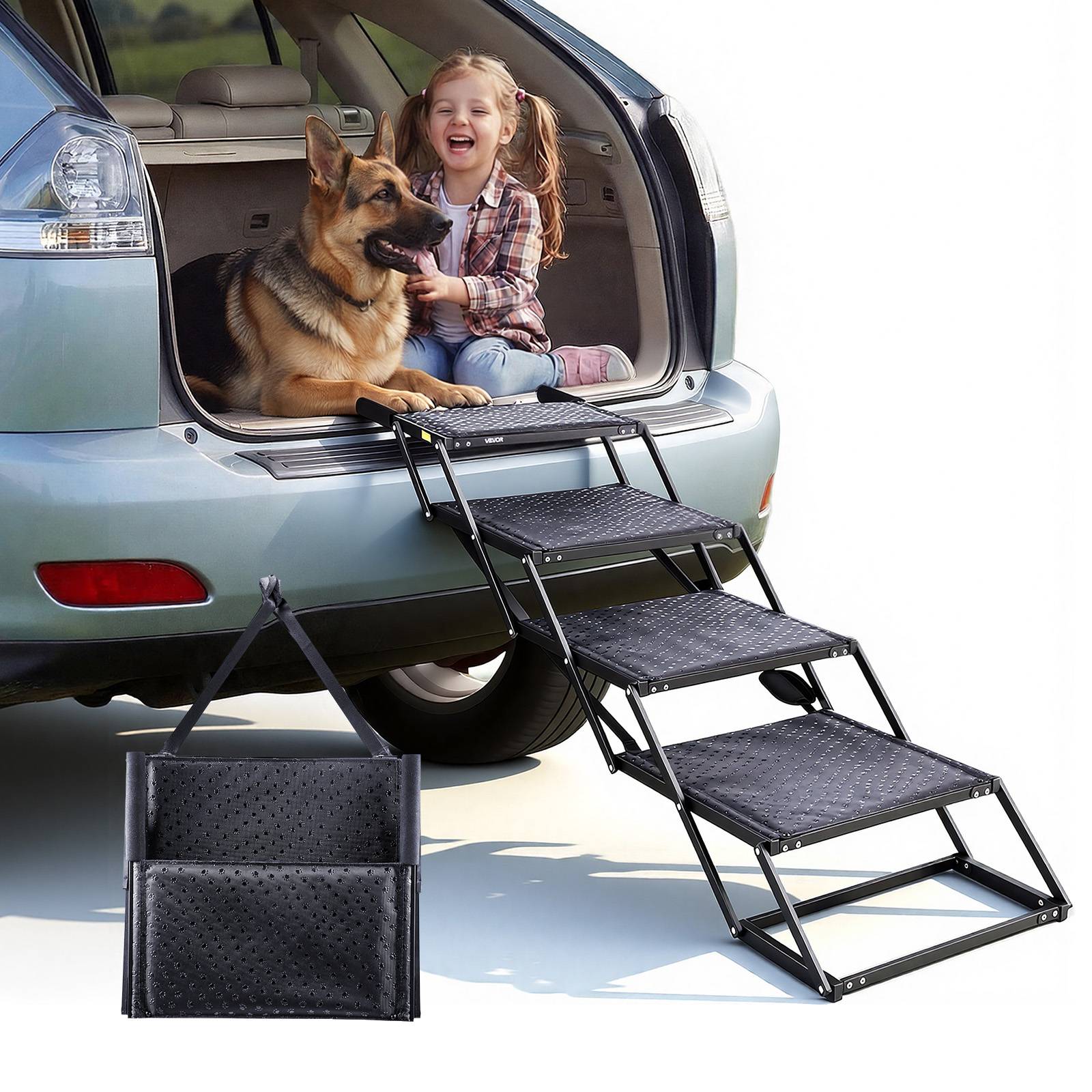 Vevor - VEVOR Escalier pour Chien Voiture 4 Marches pour Chien Pliables Charge 113,4 kg - Image 1