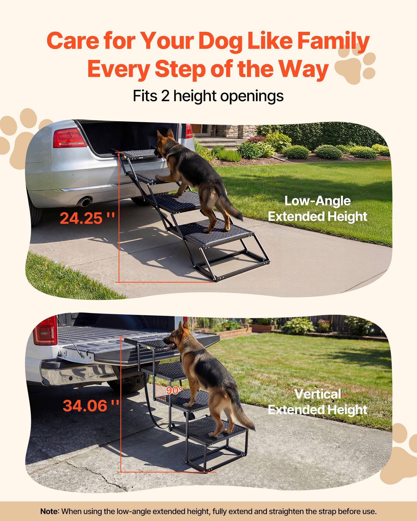 Vevor - VEVOR Escalier pour Chien Voiture 4 Marches pour Chien Pliables Charge 113,4 kg - Image 2