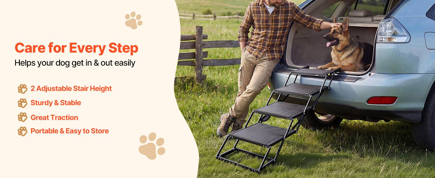 Vevor - VEVOR Escalier pour Chien Voiture 4 Marches pour Chien Pliables Charge 113,4 kg - Image 9
