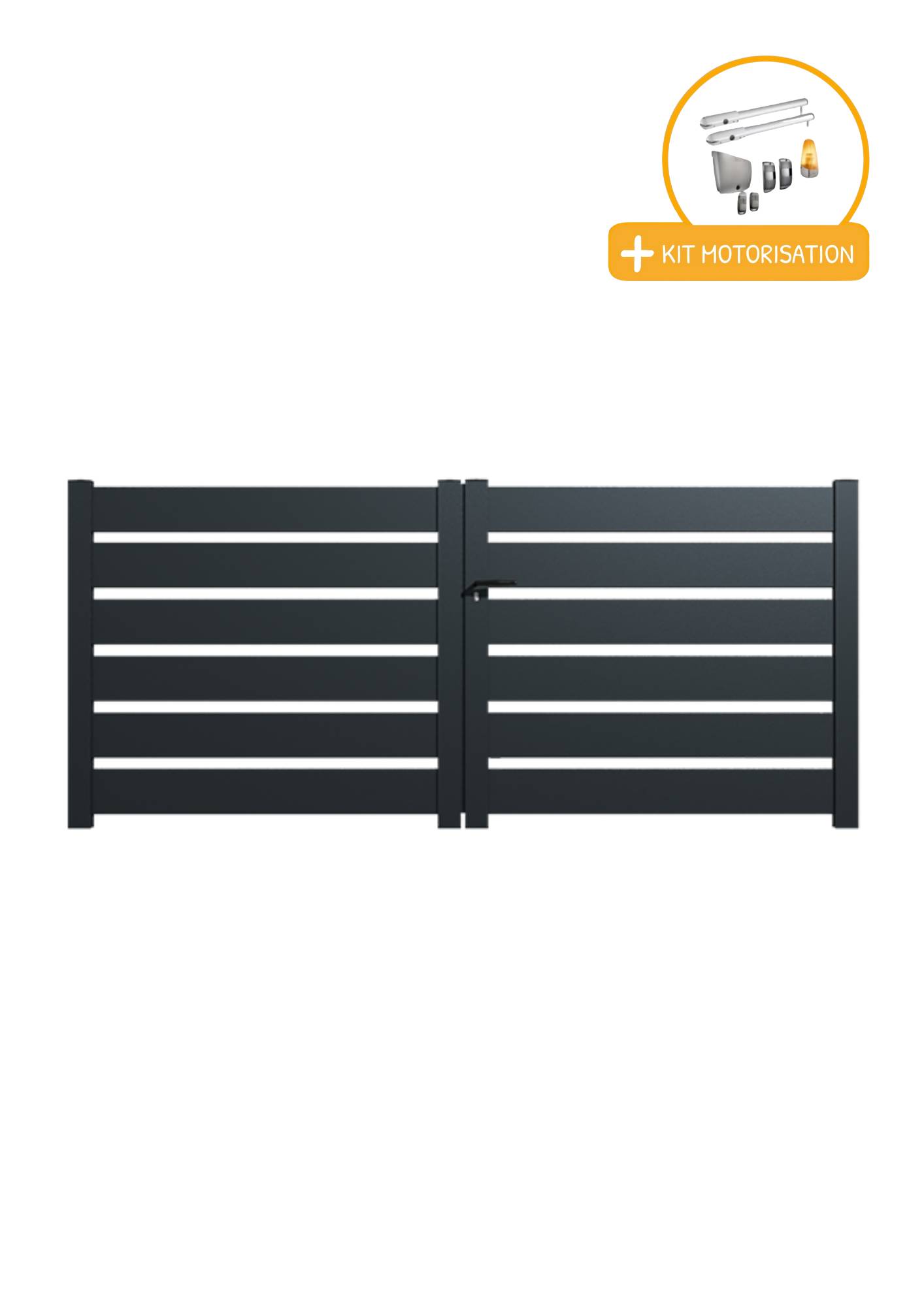 Portail Packit - Portail alu battant SAH en kit +MOT dim. L.3000 (entre piliers) X H.1500 mmMOT SGS Essential (vérins)  Gris (RAL 7016) - Imagen 2