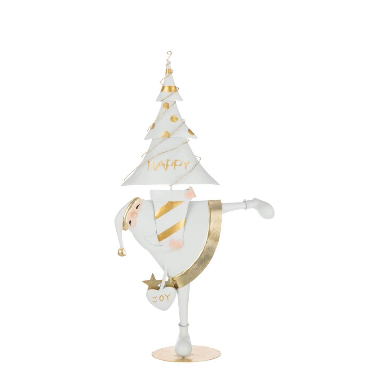J-Line - Père-Noël à LED "Arbre" 66cm Blanc & Or - Image 2