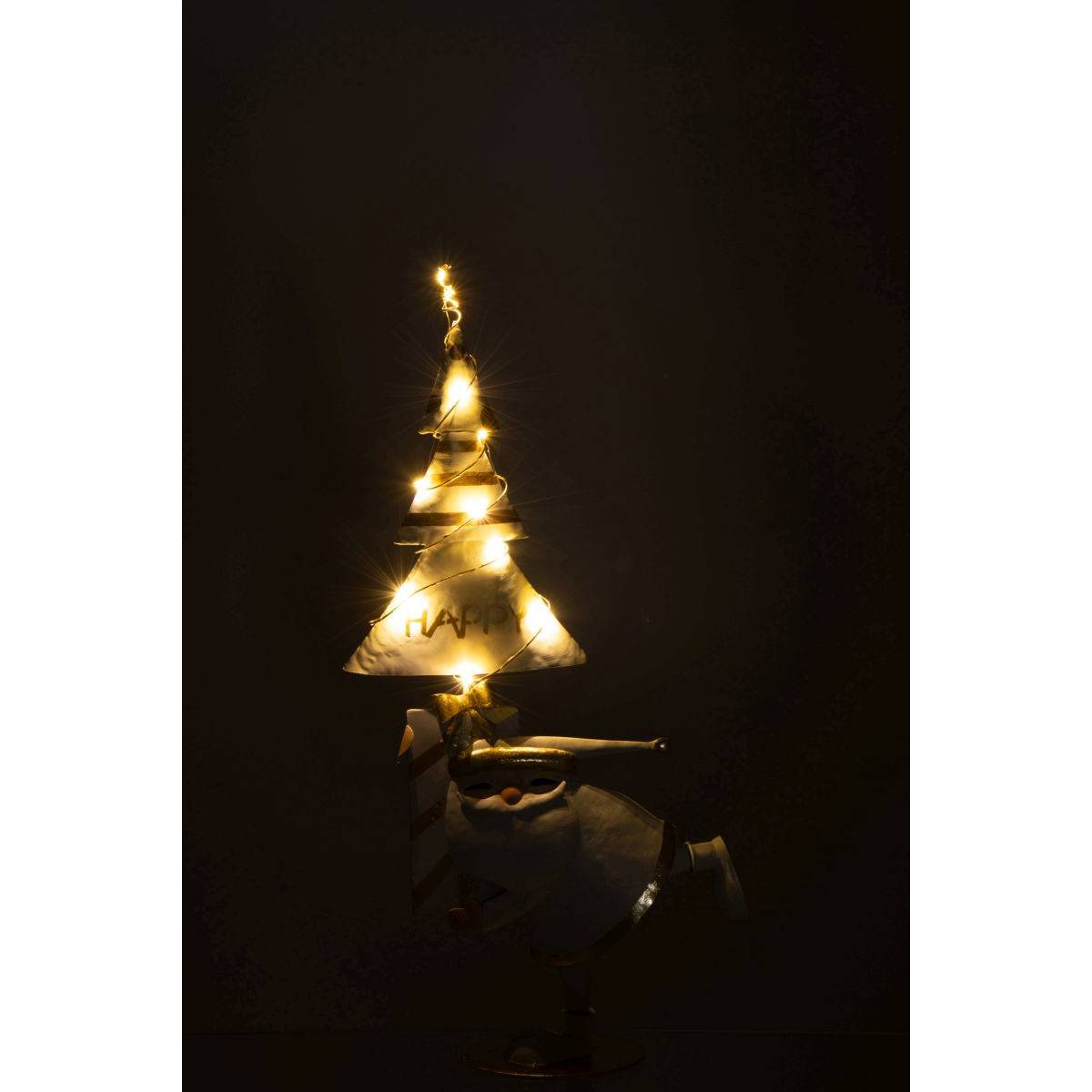 J-Line - Père-Noël à LED "Arbre" 66cm Blanc & Or - Image 4