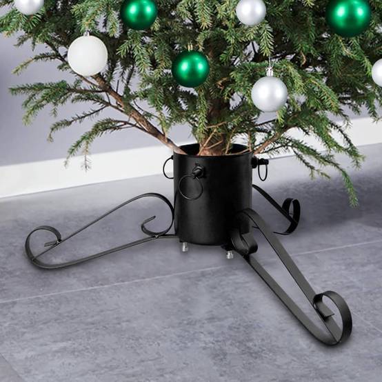 Pied de Sapin - Support de sapin de Noël - Base de Sapin Noir 58x58x21 cm - Image 2