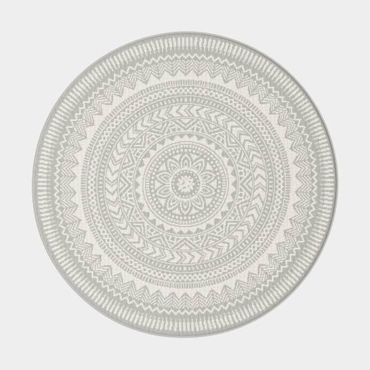 Decoweb - Tapis rond d'extérieur ou d'intérieur - Mandala - Gris - Ø 120 cm - Decoweb - Imagen 1