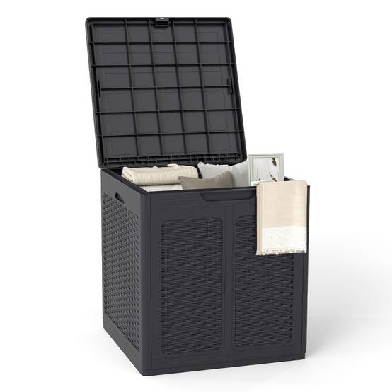 Coffre de Rangement Extérieur 145L Conteneur de Terrasse Couvercle Verrouillable Plastique Marron - Image 1