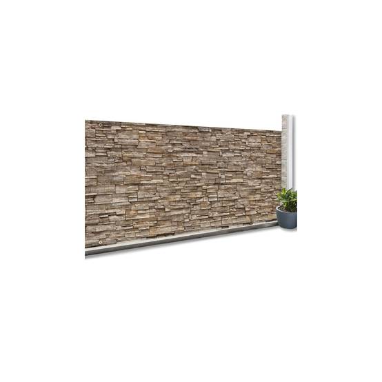 Brise vue occultant 1,8 x 10 M motif pierre marron 160 gr/m² - Image 2