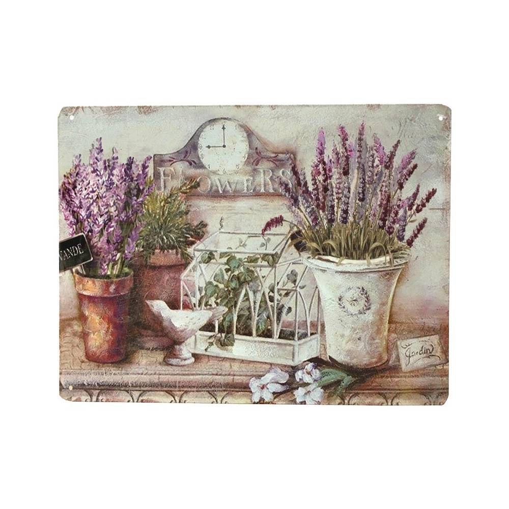 Plaque décorative en métal multicolore "Viburnum" 33 x 25 cm Chemin de campagne
