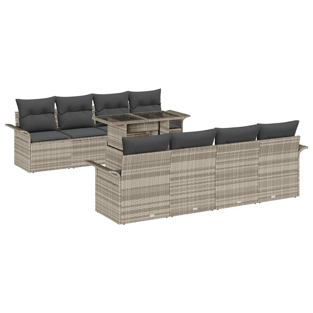 Salon de jardin 8 places polyrotin modulable design moderne pour jardin terrasse Gris clair – ComfortXL Outdoor Living - Image 2