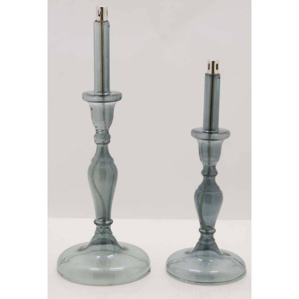 Bazardeluxe - Lampe à huile en verre smoké Candle avec huile de paraffine offerte 14 x 38.5 cm - Imagen 2